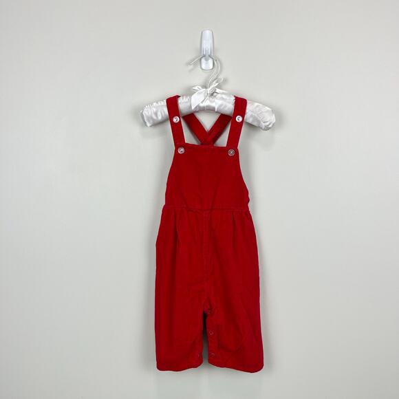 Vintage Toddletime JC Penny Red Corduroy Overalls 12 Months - Picture 1 of 6